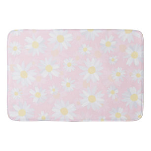 Tapis De Bain Fleurs marguerites blanches Florales roses