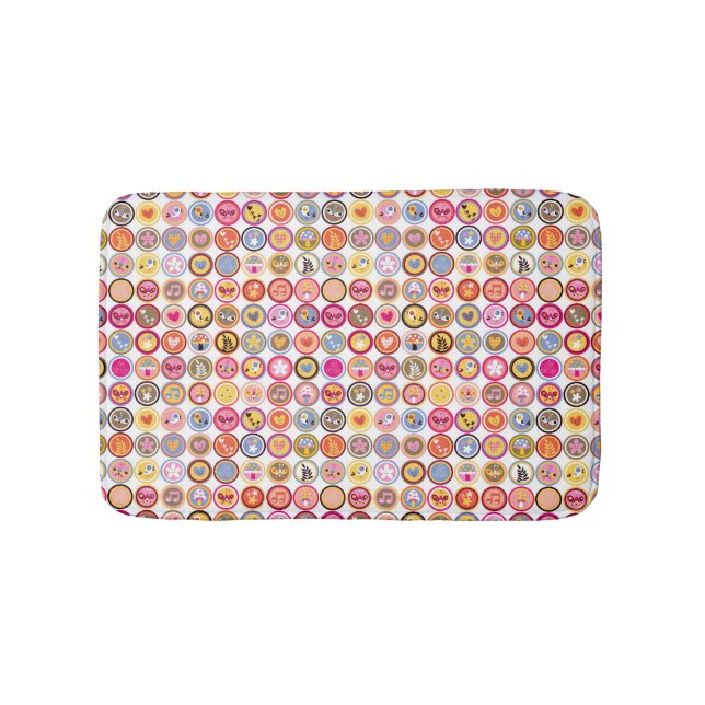 Tapis De Bain fleurs mignonnes, oiseaux, motif de coeurs (Devant)