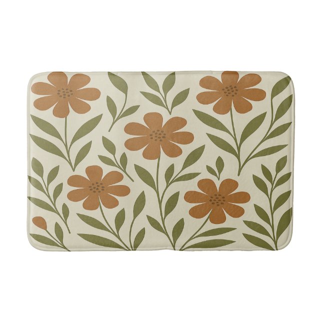 Tapis de bain Fleurs Orange (Devant)