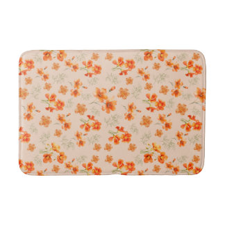 Tapis De Bain Fleurs orange avec Feuilles verts