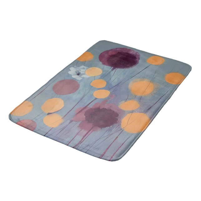 Tapis De Bain Fleurs orange et rose abstraites  (Angle)
