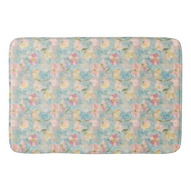 Tapis De Bain Fleurs pastel. Beauté du jardin. (Devant)
