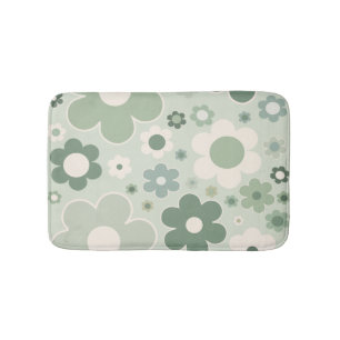 Tapis De Bain Fleurs rétro Sage Vert Abstrait Floral