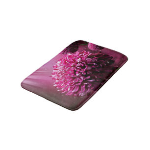 Tapis De Bain Fleurs roses Dahlia Eau gouttes de lumière du sole
