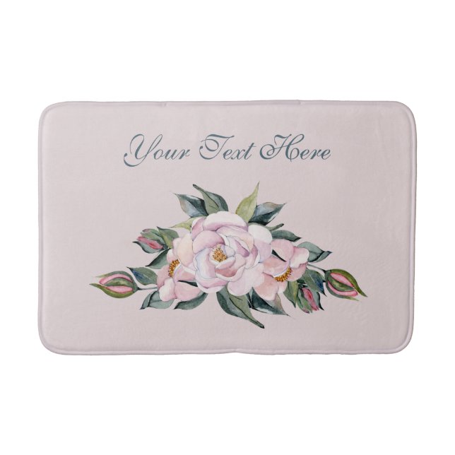 Tapis De Bain Fleurs roses Magnolia (Devant)