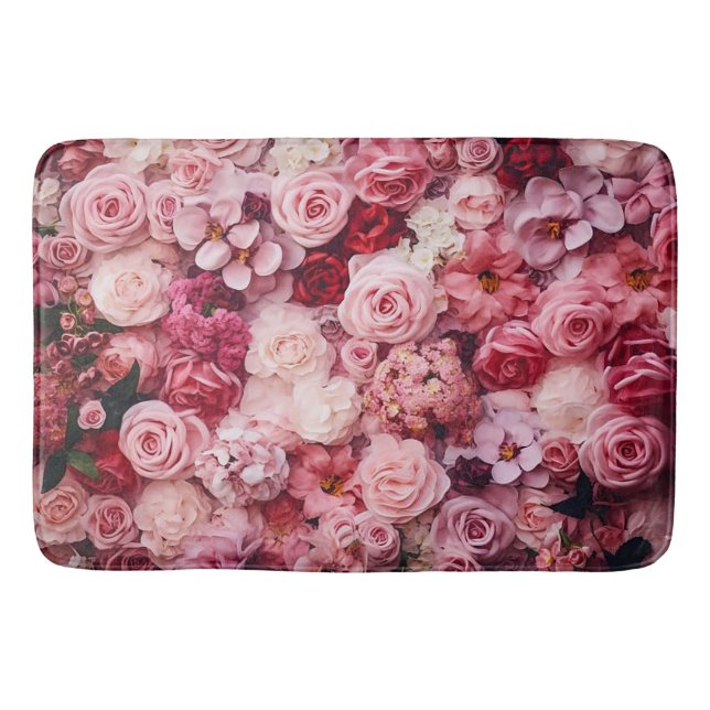Tapis De Bain Fleurs roses roses Élégantes Fille (Devant)