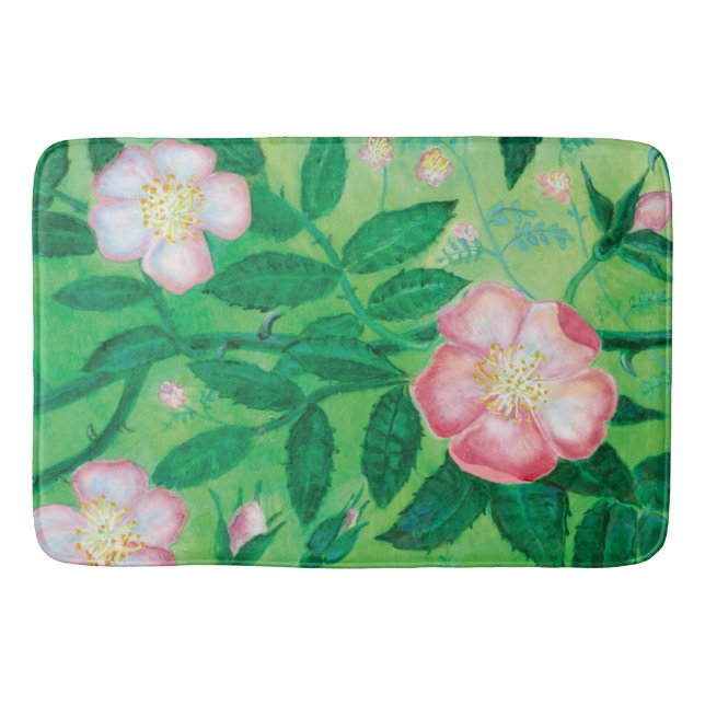 Tapis De Bain Fleurs roses sauvages (Devant)
