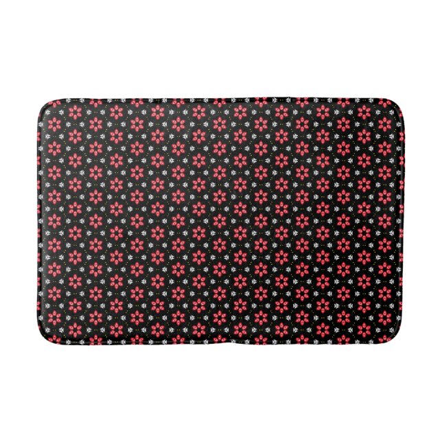 Tapis De Bain Fleurs rouges (Devant)