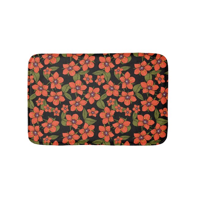 Tapis De Bain Fleurs rouges aquarelle (Devant)