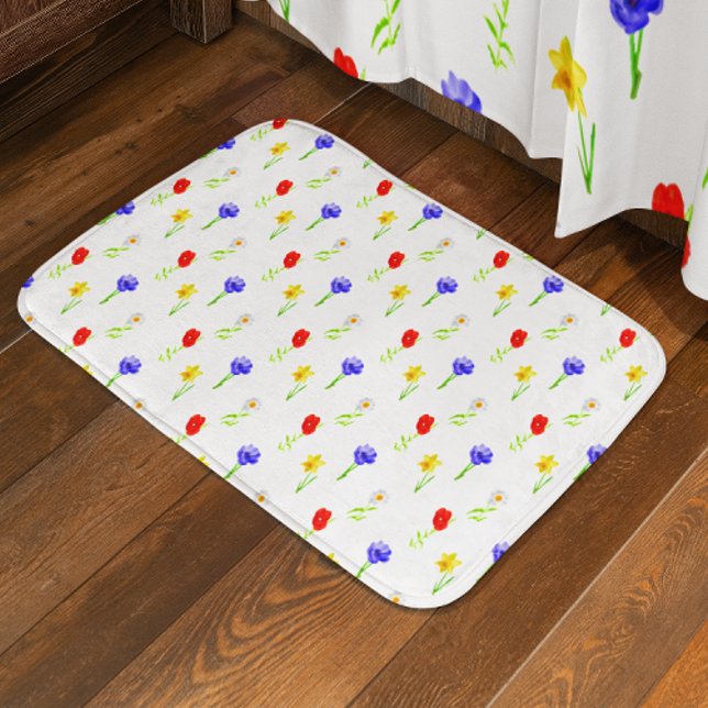 Tapis De Bain Fleurs sauvages aquarelle (Créateur téléchargé)