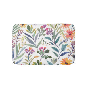 Tapis De Bain Fleurs sauvages colorées   Aquarelle florale magni