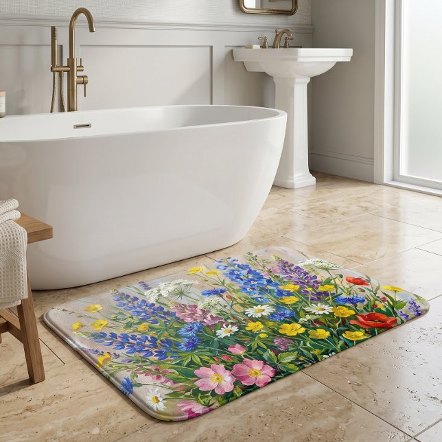 Tapis De Bain Fleurs sauvages de prairie estivale (Créateur téléchargé)