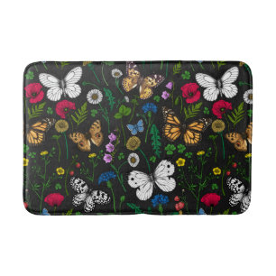 Tapis De Bain Fleurs sauvages et papillons 2