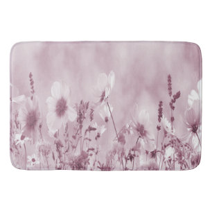 Tapis De Bain Fleurs sauvages ombrées roses