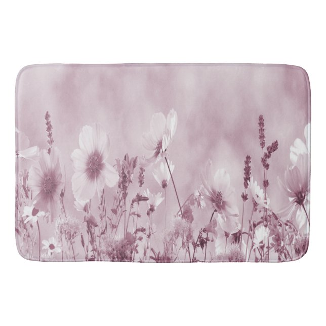 Tapis De Bain Fleurs sauvages ombrées roses (Devant)