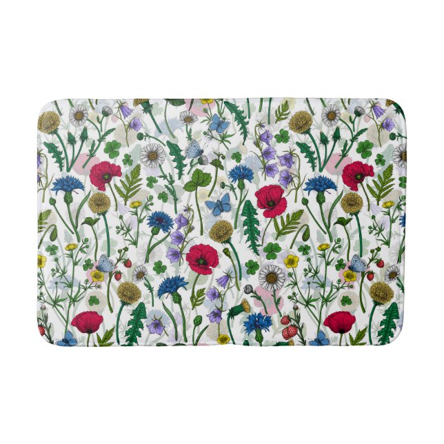 Tapis De Bain Fleurs sauvages sur blanc cassé (Devant)