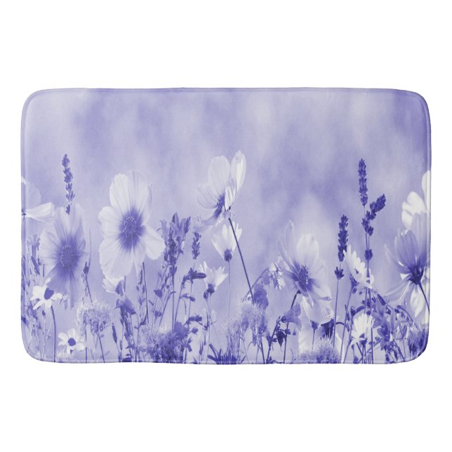 Tapis De Bain Fleurs sauvages violettes ombragées (Devant)