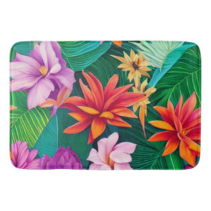 Tapis De Bain Fleurs tropicales colorées Motif
