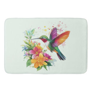 Tapis De Bain Fleurs tropicales des colibris