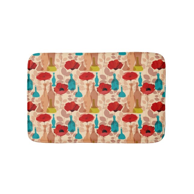 Tapis De Bain Fleurs, vases et bouteilles motif (Devant)