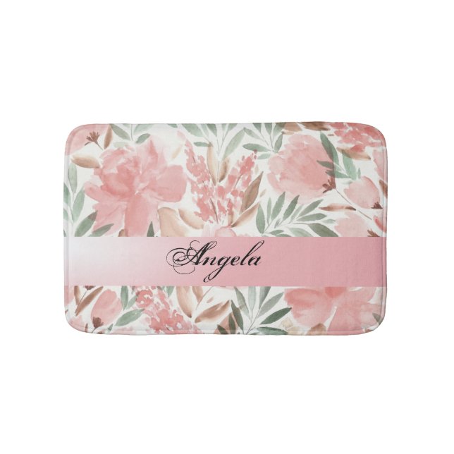 Tapis De Bain Fleurs vintages Chic Shabby Aquarelle (Devant)