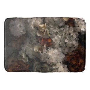 Tapis De Bain Fleurs vintages Hydrangée Botanique Blanche Et Rou