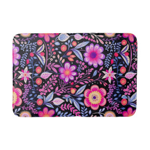 Tapis De Bain Fleurs vintages pourpres Shabby Chic Floral