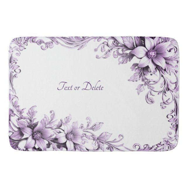 Tapis de bain Fleurs Violettes Élégantes (Devant)