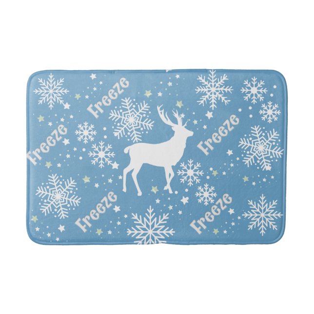 Tapis De Bain flocon bleu cerf (Devant)