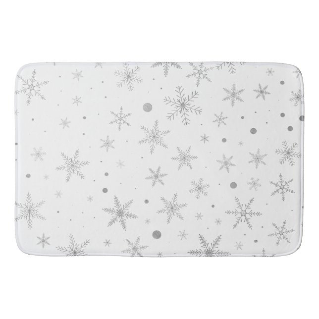 Tapis De Bain Flocon de neige au crépuscule - Gris et blanc arge (Devant)