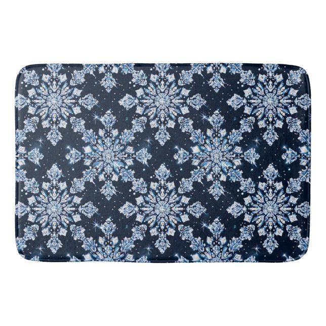 Tapis De Bain Flocons de neige 3d bleus (Devant)