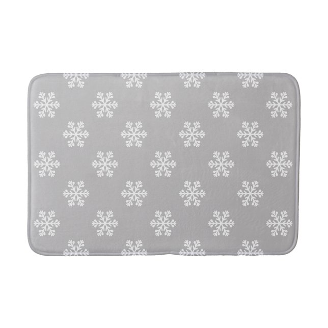 Tapis De Bain Flocons de neige silencieux en gris (Devant)