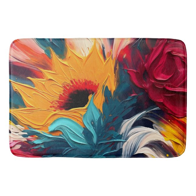 Tapis De Bain Floraison radieuse – Expression florale abstraite  (Devant)