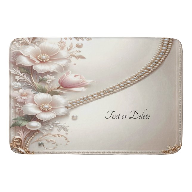 Tapis De Bain Floral and Pearl Embellishments Bath Mat (Devant)