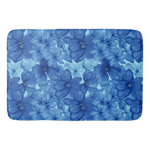 Tapis de bain floral aquarelle bleu rafraîchissant