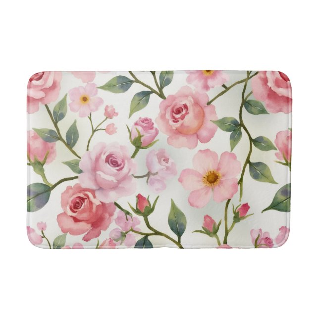 Tapis De Bain Floral bourguignon et rose (Devant)
