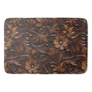 Tapis De Bain Floral Brown occidental Faux Cuir