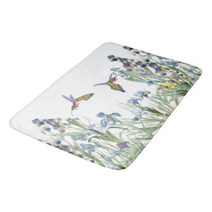 Tapis de bain floral de jardin de colibris et de