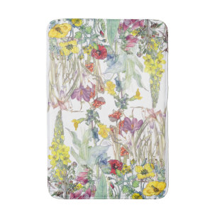 Tapis de bain floral de pavot d'iris de digitale
