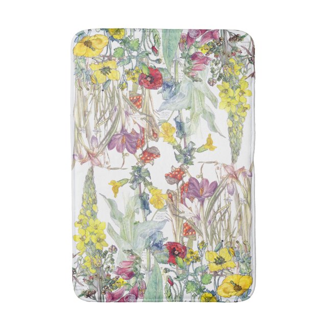 Tapis de bain floral de pavot d'iris de digitale (Devant (Vertical))