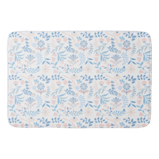 Tapis De Bain Floral design boho block print blue pink girly
