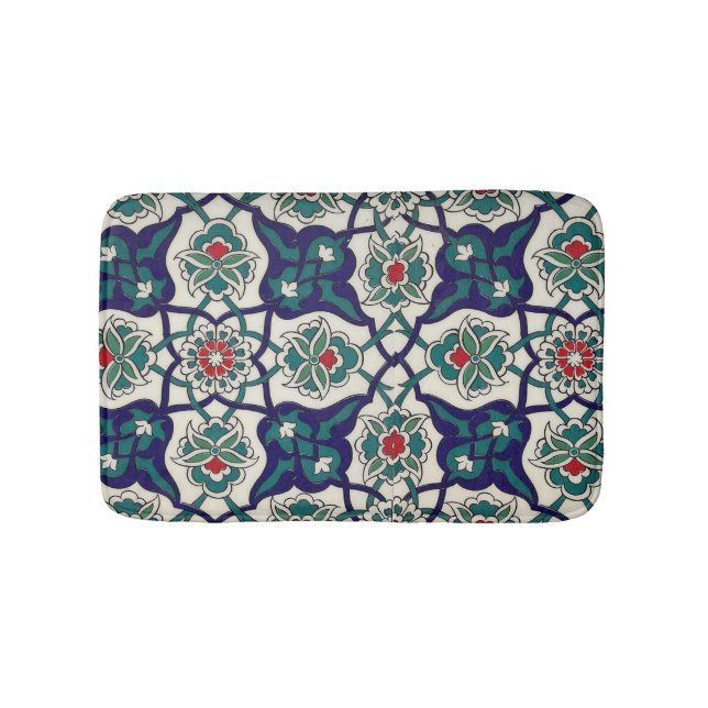 Tapis De Bain Floral en céramique bleue turque (Devant)