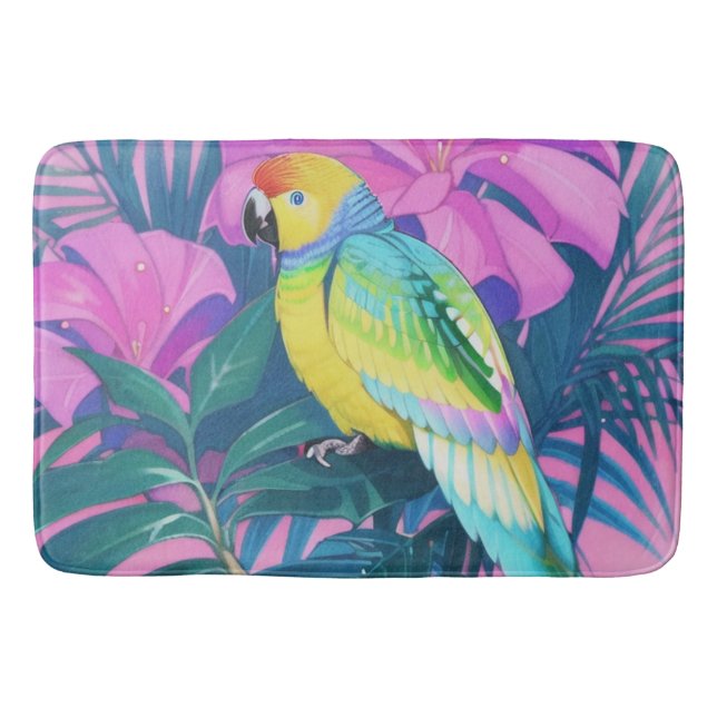 Tapis De Bain Floral/hawaïen/tropical/perroquet (Devant)