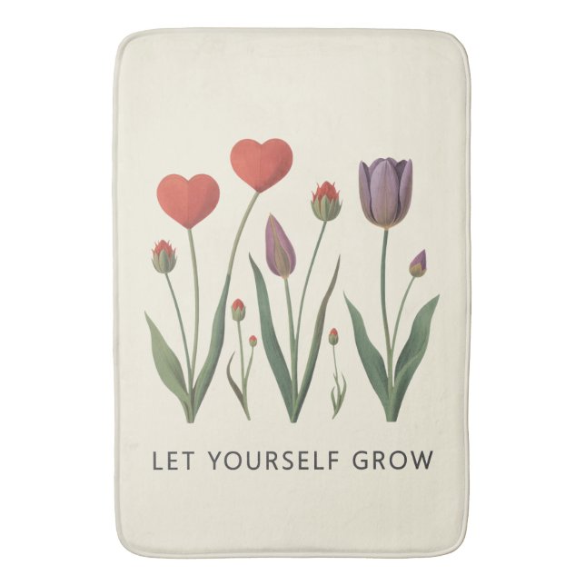 Tapis De Bain Floral Heart Tulips Let Yourself Grow Quote (devant Vertical)