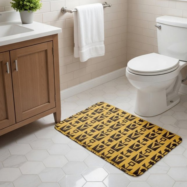 Tapis De Bain Floral jaune géométrique Abstrait (Créateur téléchargé)