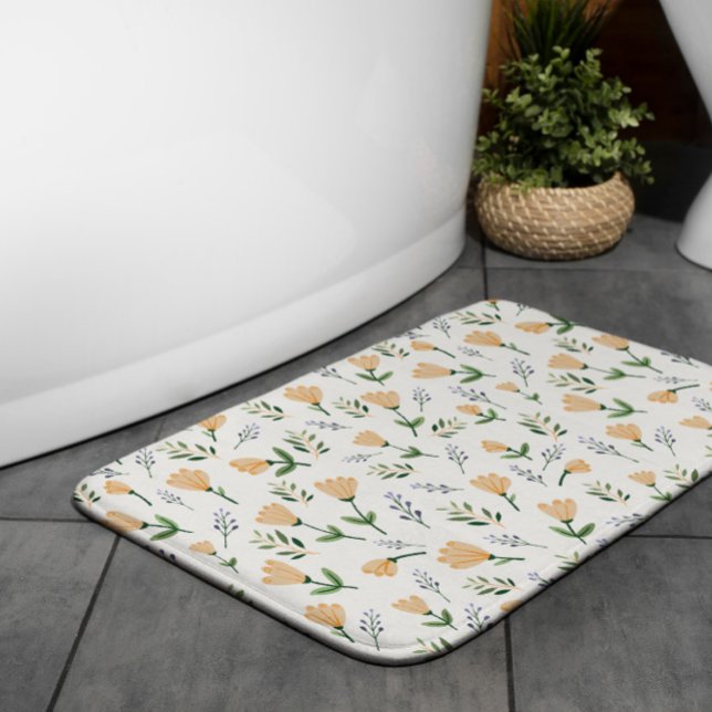 Tapis De Bain Floral jaune scandinave (Créateur téléchargé)