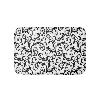 Tapis de bain floral noir et blanc de rouleau