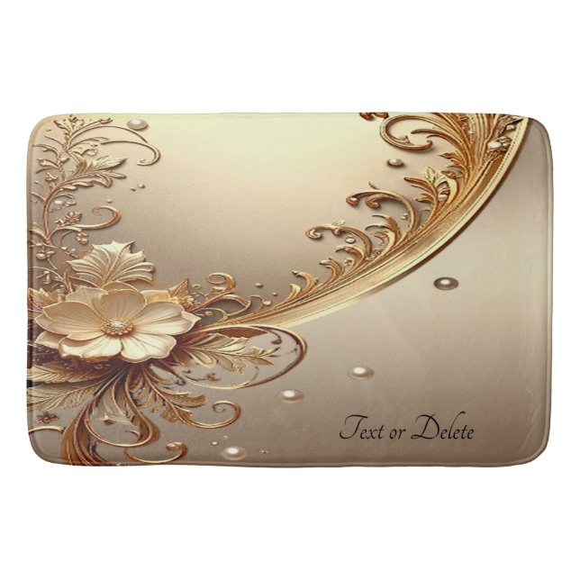 Tapis de bain floral orné doré (Devant)