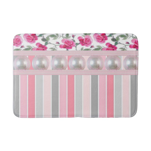 Tapis De Bain Floral Pastel Stripe Salle de bain Mat (Devant)