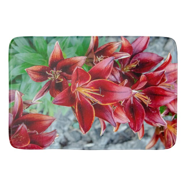 Tapis De Bain Floral Red Stargazer Lily Photographie (Devant)